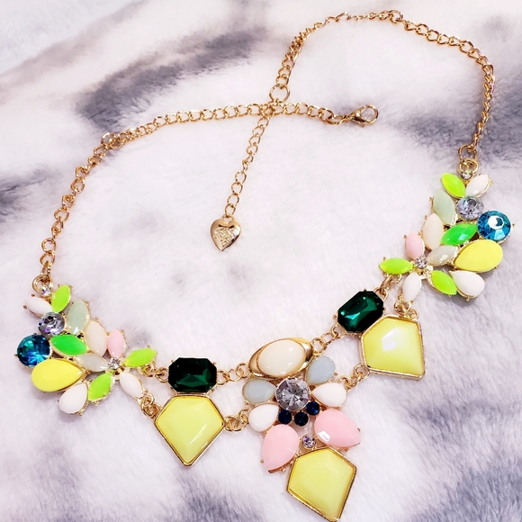 Gold-plated multicolor enamel Crystal chain necklace - Picture 8 of 12